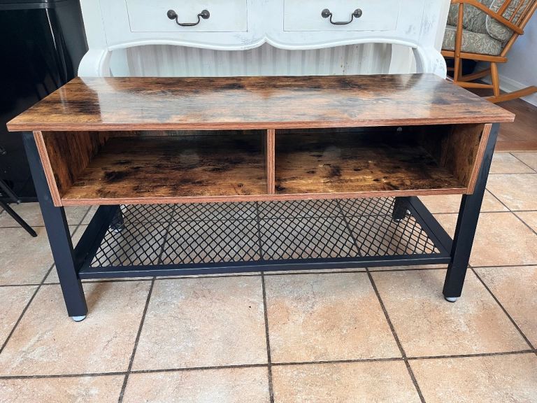 Rustic industrial Style Coffee Table/tv unit with Storage - Good Condition