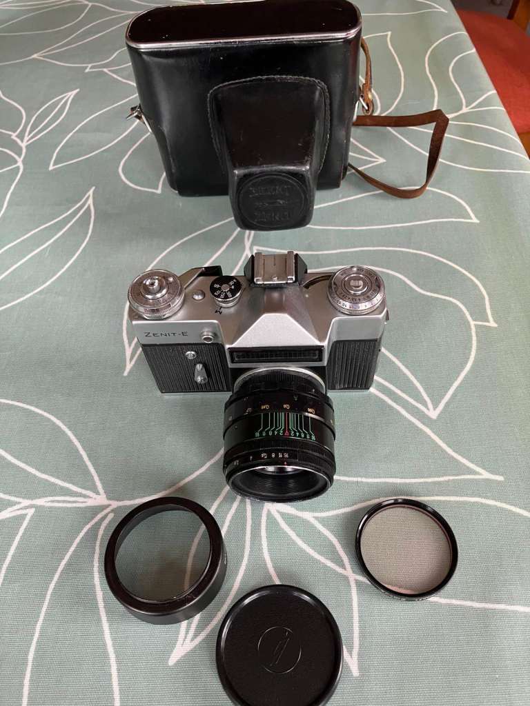 Zenit ET Film Camera with Case and Accessories
