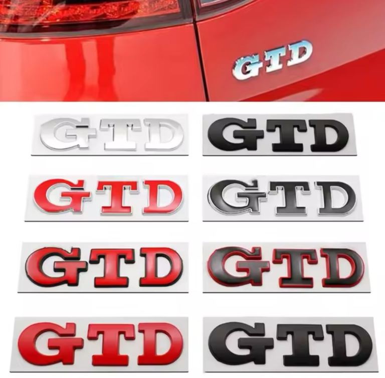 3D Metal Letters Car Rear Trunk Badge GTD Logo Emblem For Volkswagen