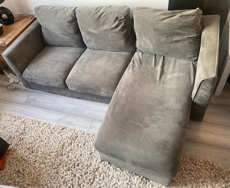 Grey L-Shaped Fabric Corner Sofa