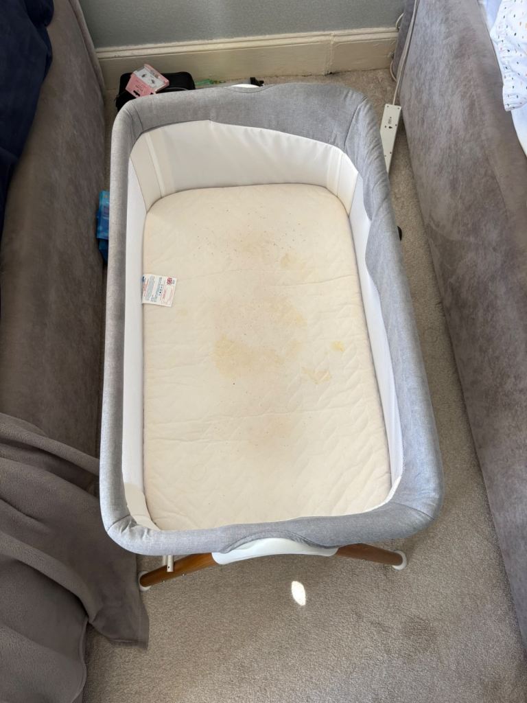 Baby Co-Sleeper Crib – Grey, Fair Condition