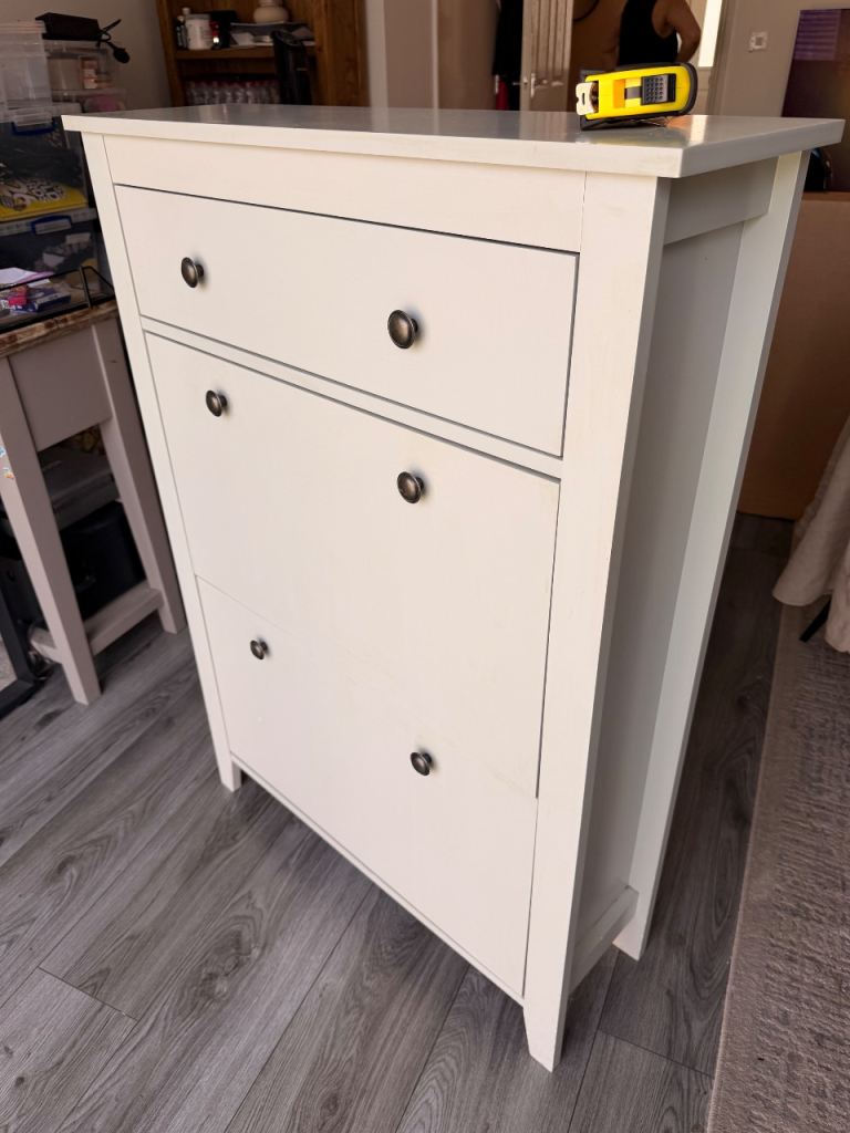 Grey Wooden Shoe Storage Cabinet – Good Condition