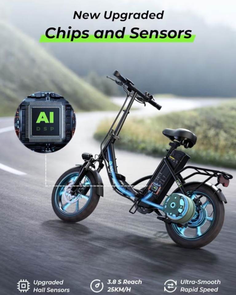 U4 Electric Bike, 16" Portable Electric Bicycle with Removable Battery