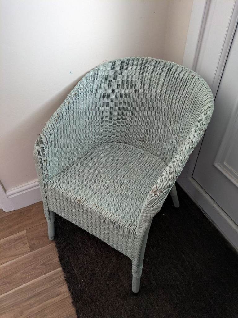 Vintage Woven Wicker Tub Chair - Turquoise