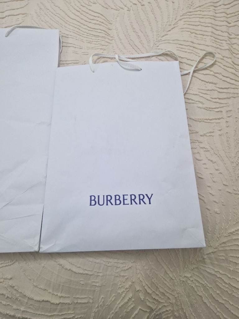 Two Burberry White Shopping Bags – Good Condition