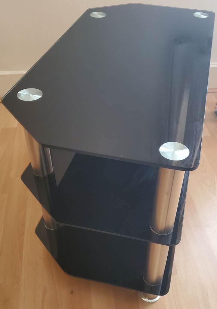 Argos Home Matrix Glass Corner TV Unit - Black & Chrome (Like New)