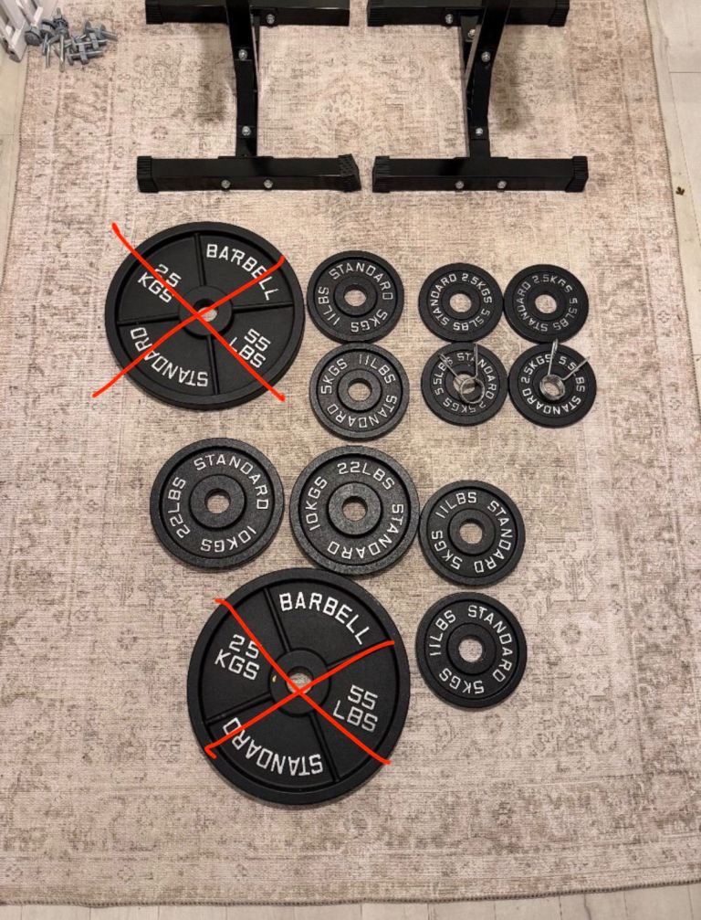 50KG Olympic Weight Plates + 6FT Olympic Barbell Set 