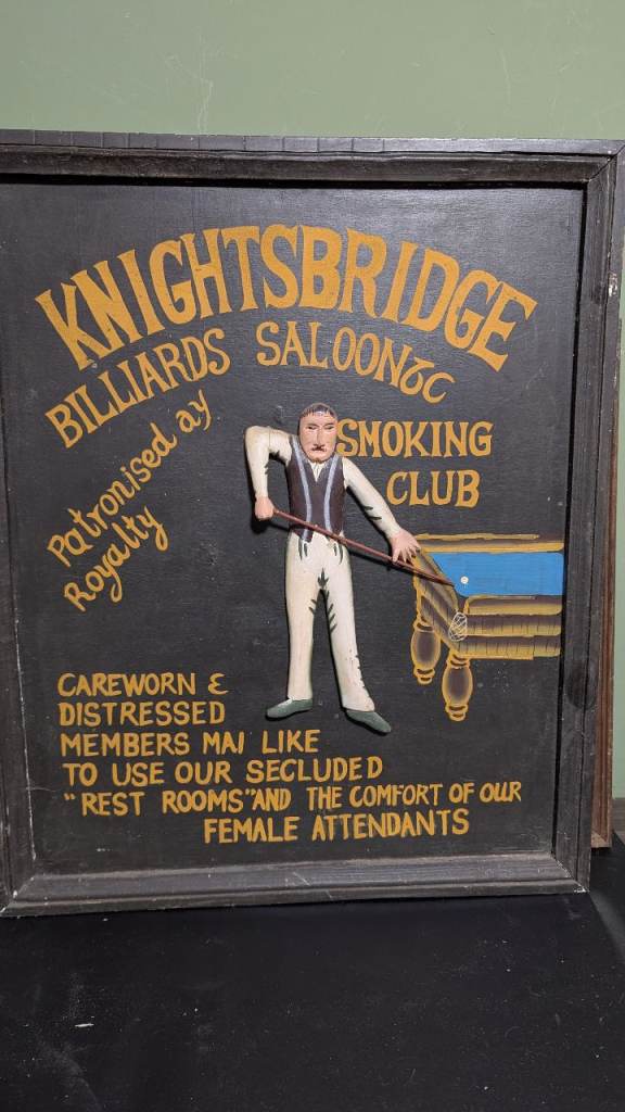 Knightsbridge Billiards Saloon & Smoking Club Wall Sign