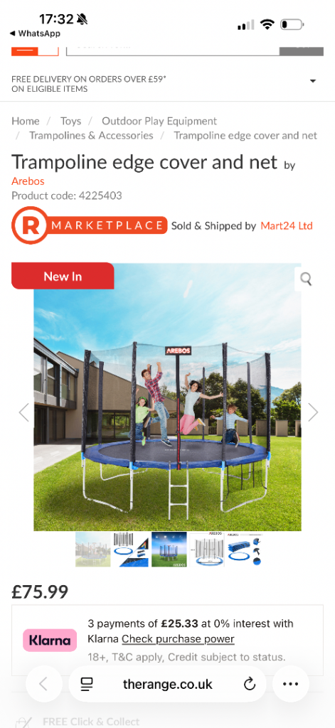 AREBOS Trampoline Edge Cover and Net - New