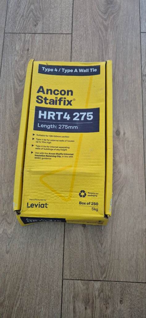 Ancon Staifix HRT4 Wall Ties 275mm – Box of 250, New