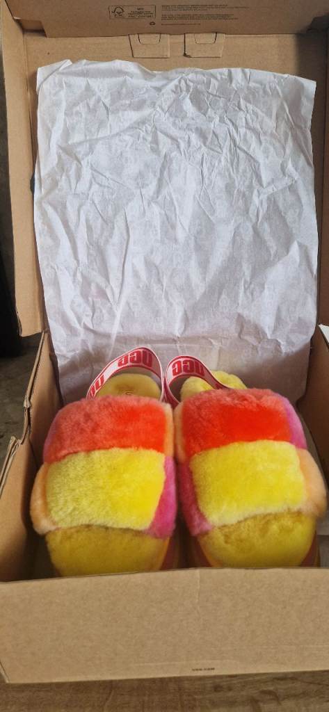 CHECKER SLIDE PRIDE RAINBOW YELLOW SANDAL UK 4/ US 6/EU 37 