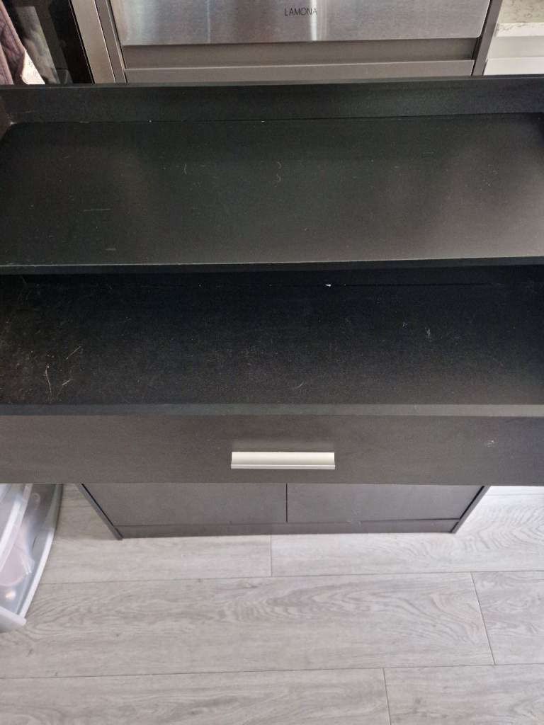 Black Wooden shoe cabinet with Drawer and Cupboard – Fair Condition