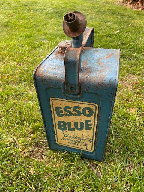 Vintage Esso Blue Valor Paraffin Petrol Can