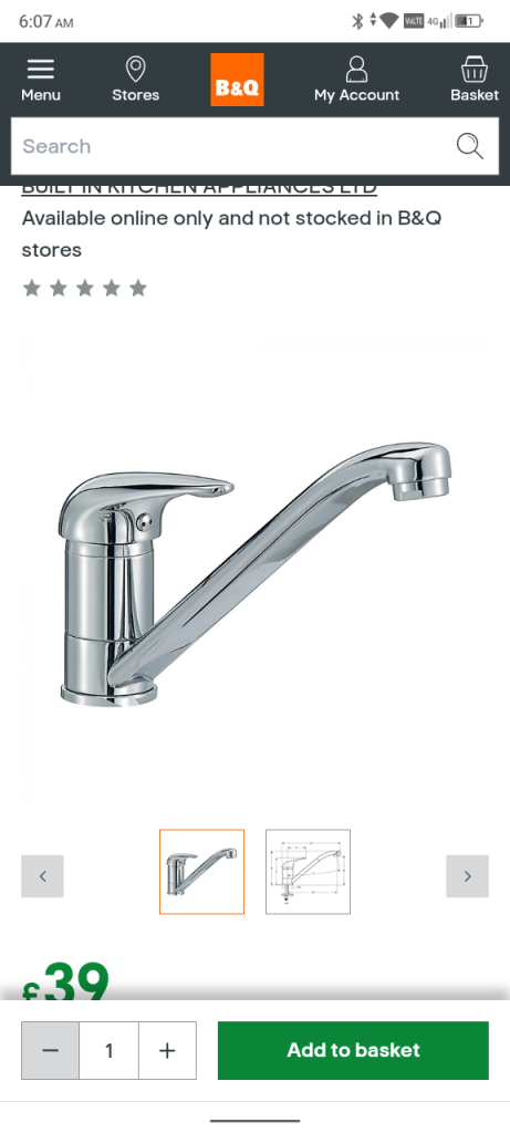 Kitchen tap single lever brand new RRP £45