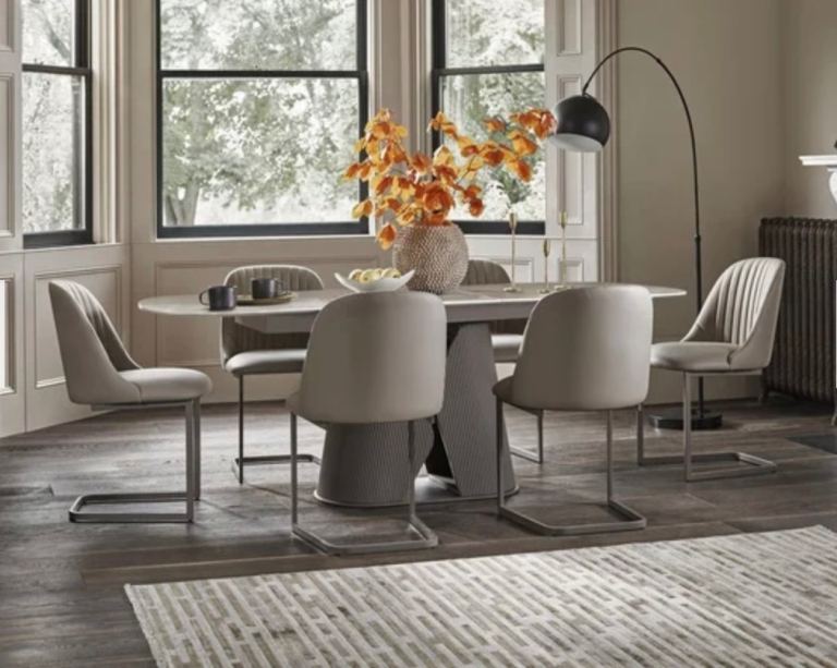 Ivy Extending Dining Table and 6 Cantilever Dining Chairs