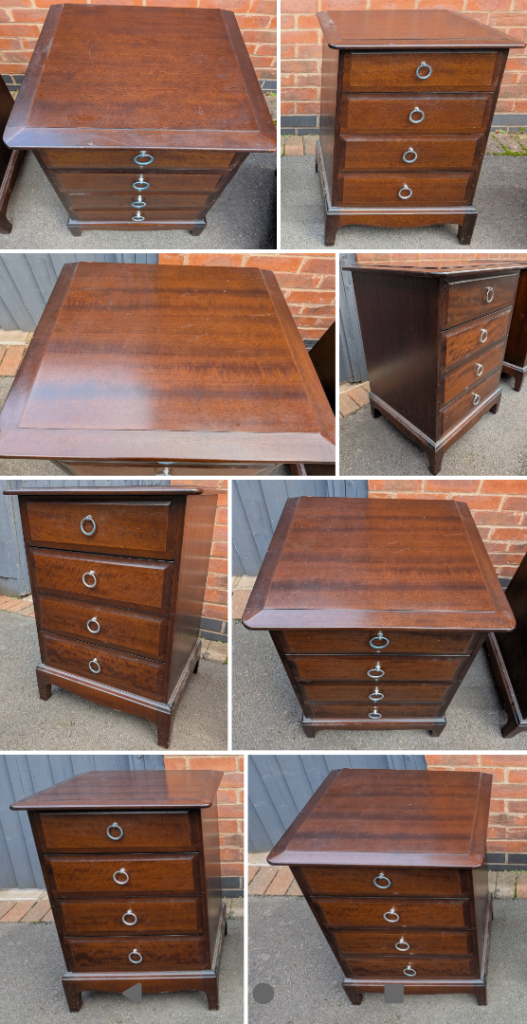 Vintage Pair of Stag Minstrel bedside cabinets chest 4 drawers original handles