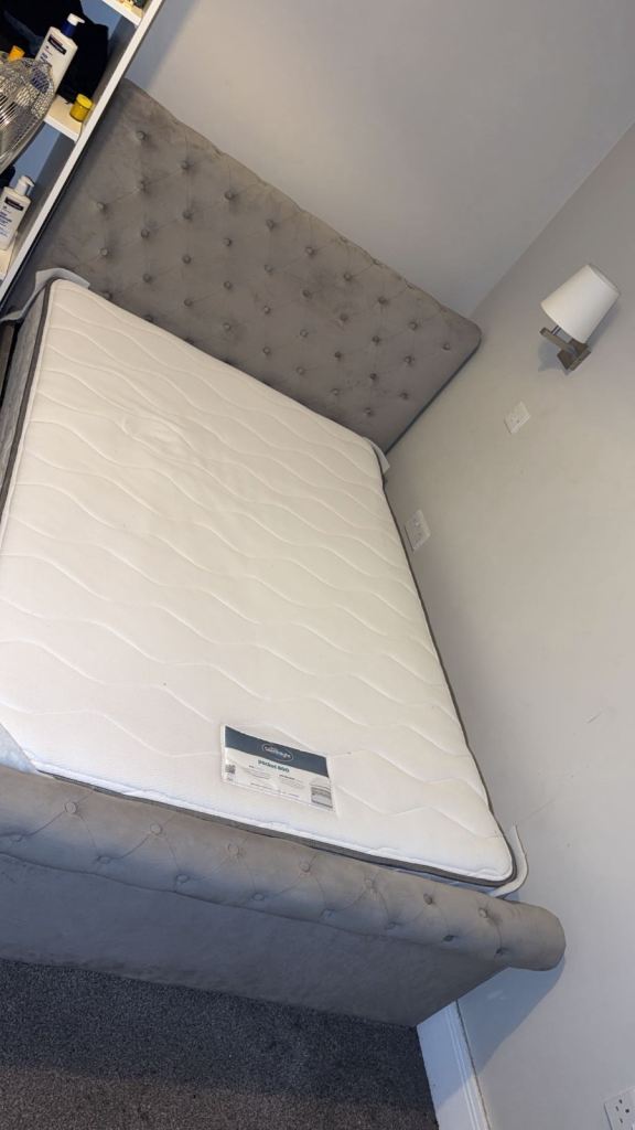 Aspire chesterfield Double ottoman Bed Frame Grey with mattress