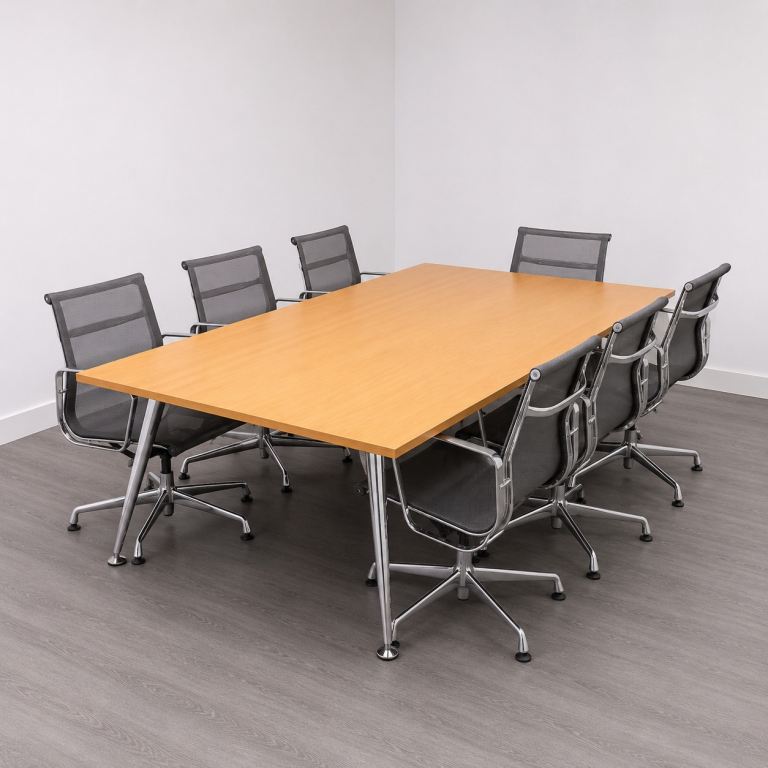 Herman Miller 4-6 Person Boardroom Table - Oak / Chrome  