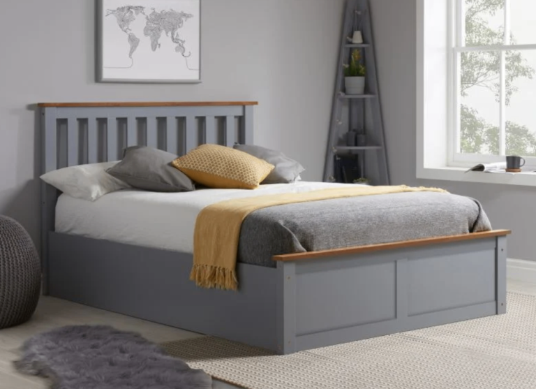 Phoenix Stone Grey Wooden Ottoman Storage Bed Frame Only - 4ft Small Double - Brand New/ Unopened