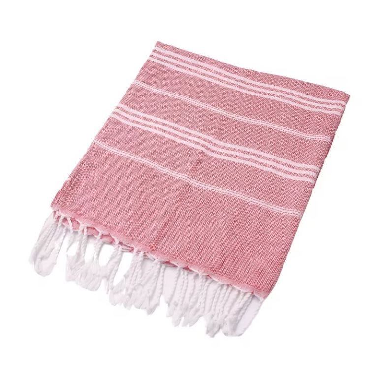 Red and White Striped Cotton Towel - As Good As New