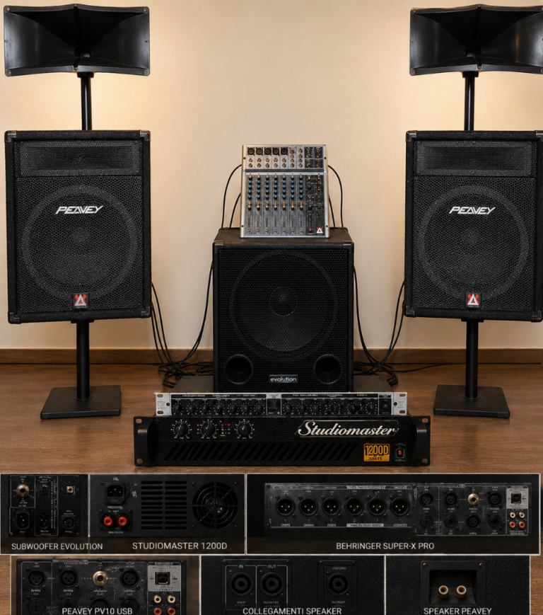 Studiomaster and Peavey PA System - Speakers, Subwoofer, Mixer, Amp