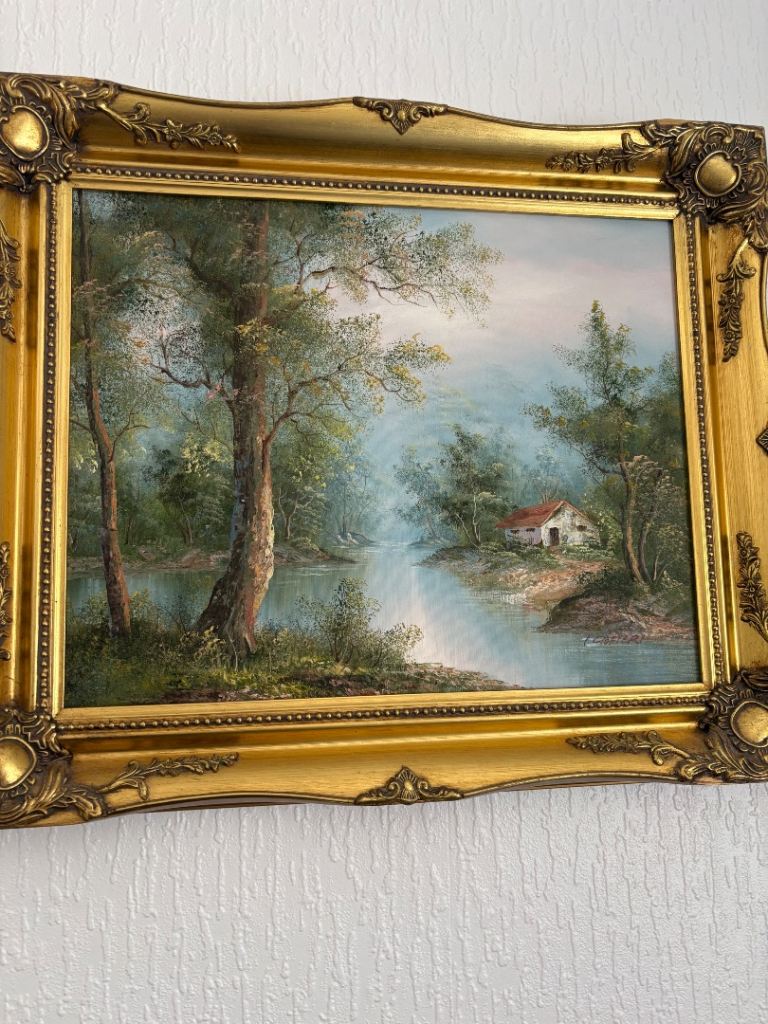 Irene Cafieri oil painting with gorgeous gold frame