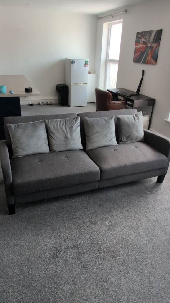 Comfortable Grey Fabric Sofa – Good Condition