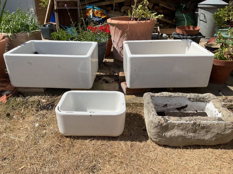 Large White Ceramic Planters / Sinks - Garden or Utility Room