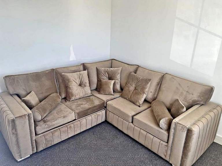 Premium 5 Seater Dual Arm Corner Sofa Mink ¬Free Delivery