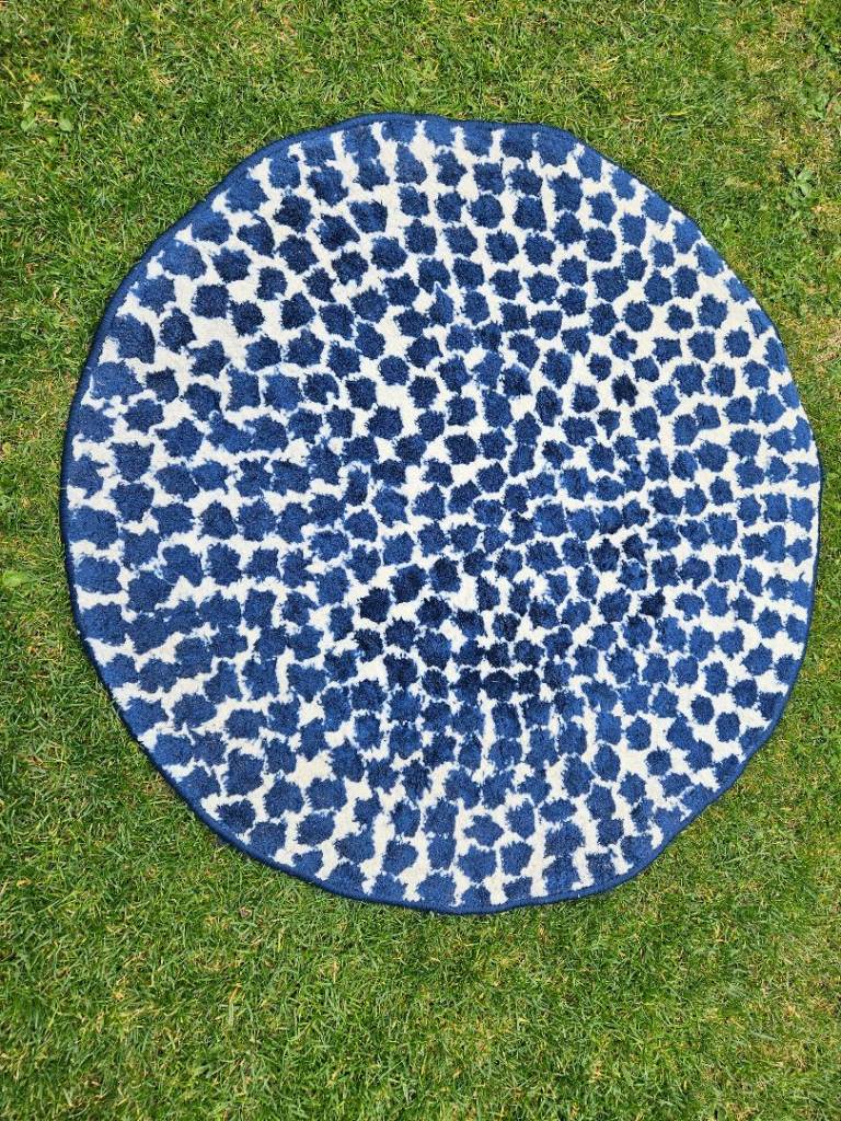 IKEA 'Flong' blue and white circular rug / carpet £5 Bargain!