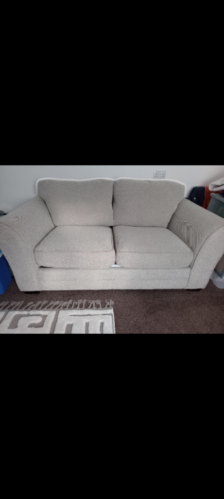 Two-Seater Sofa – Light Grey Fabric, Good Condition