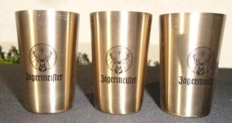 Jaigermeister light bronze shot measures. 