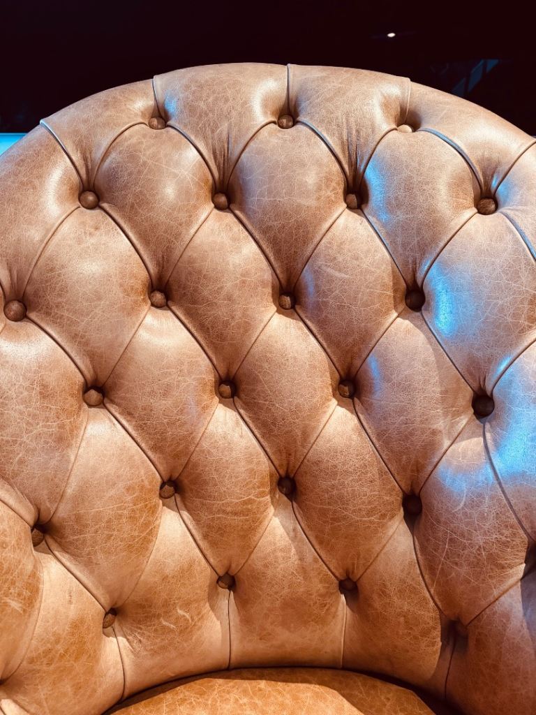 Tan Leather Chesterfield Directors Swivel Office Chair