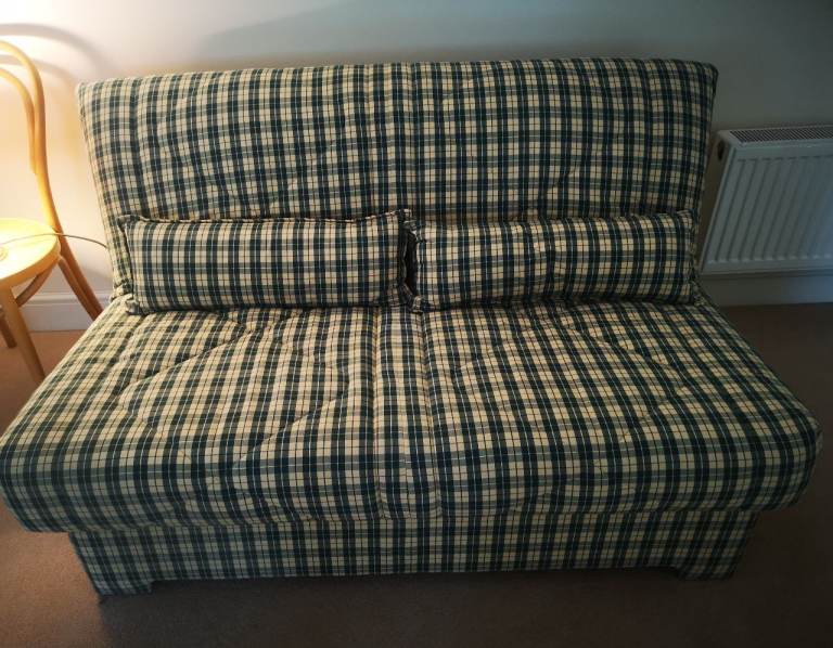 Plaid Sofa Bed / Futon – Great for Small Spaces