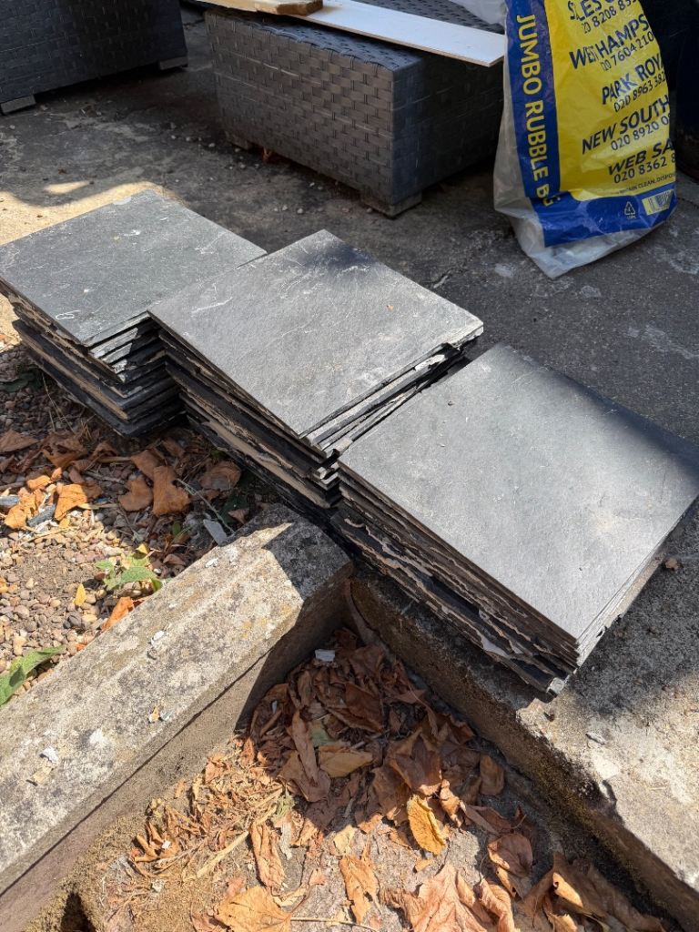 3m² reclaimed natural slate floor tiles, 300 × 300 × 6mm