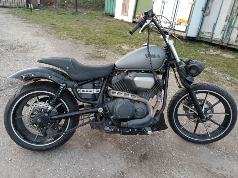 Yamaha XV950R unfinished project with wider wheels 