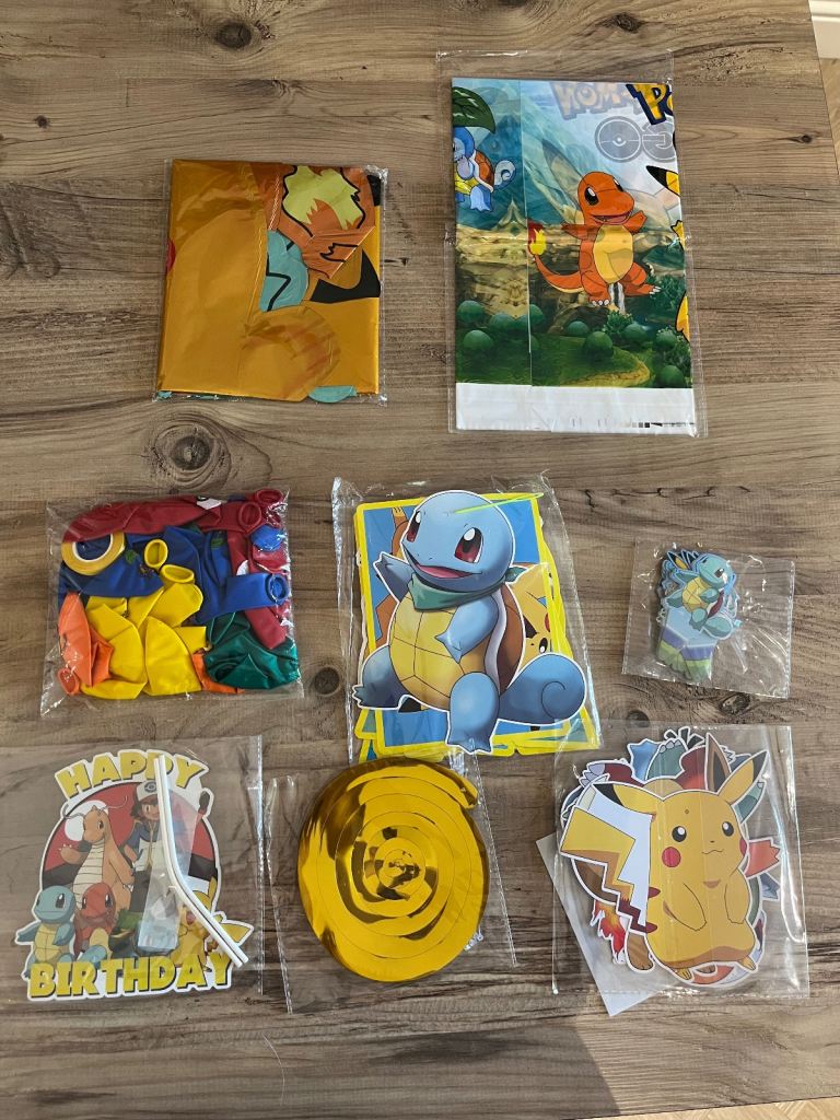 Large pokemon party pack - new - balloons, foil balloons, cake toppers, banners e.g.