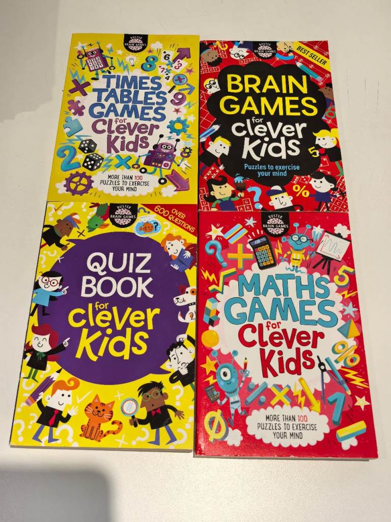 Bundle of 4 "For Clever Kids" Puzzle & Activity Books – Like New!