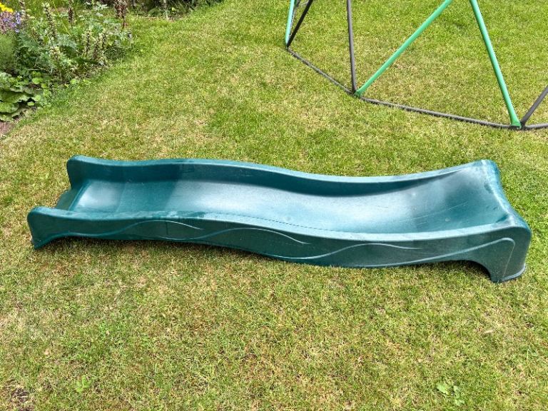 Green Plastic Garden Slide for Kids - Good Condition