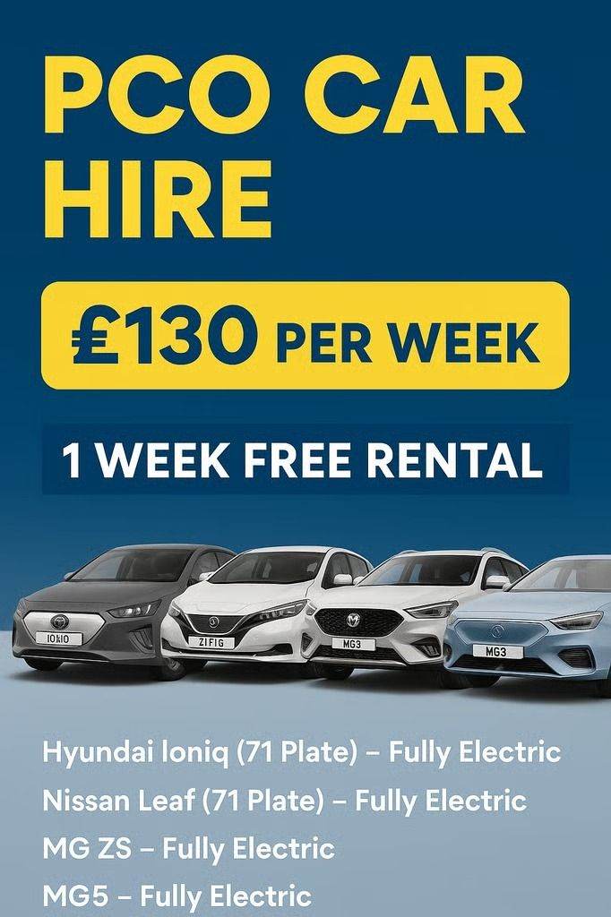 1-week rental Free ! Best Prices in London, Drive affordable PCO cars for Uber, Bolt, Ola, Freenow