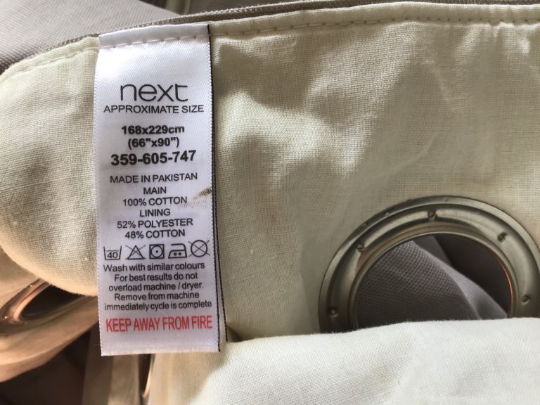 Next Beige Eyelet Curtains – 168x229cm, Good Condition