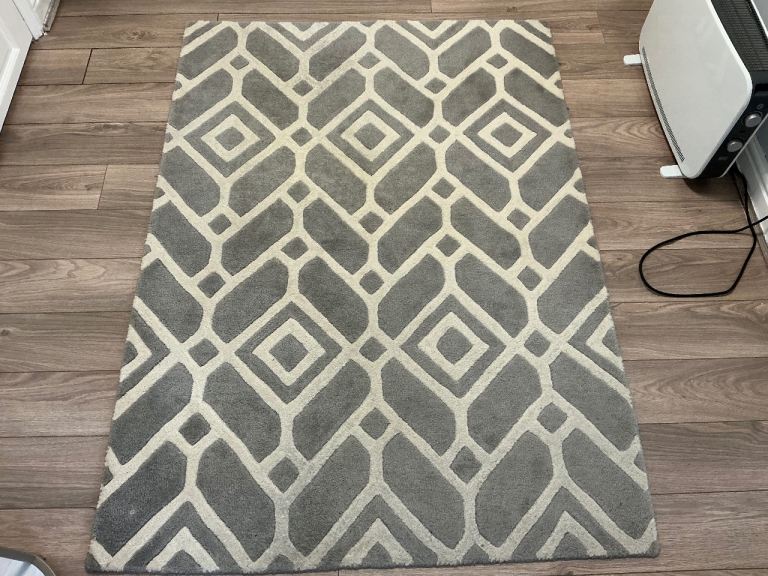 Grey/White 100% Wool Rug from Next