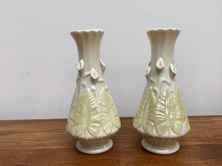 Pair of Vintage Belleek Nile Calla Lily vases 
