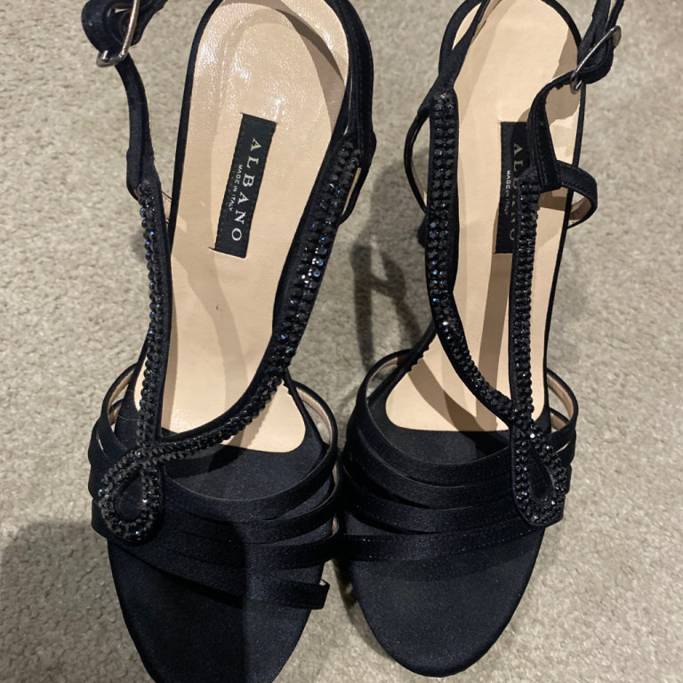 Albano Italian Black Strappy Shoes . Marked Size 38