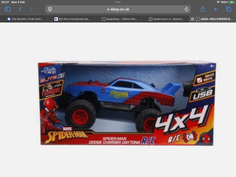HOLLYWOOD RIDES - 1:12 DODGE CHARGER DAYTONA (SPIDERMAN) R/C CAR