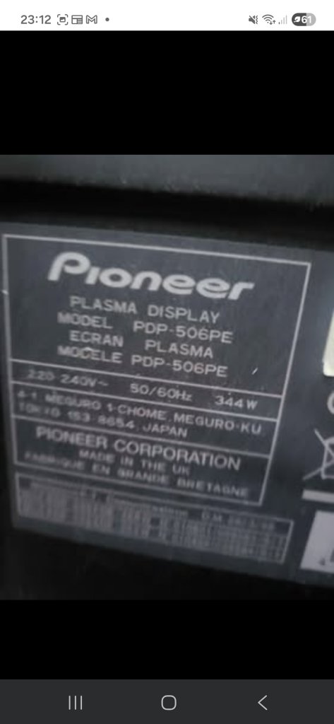 Pioneer tv 50"