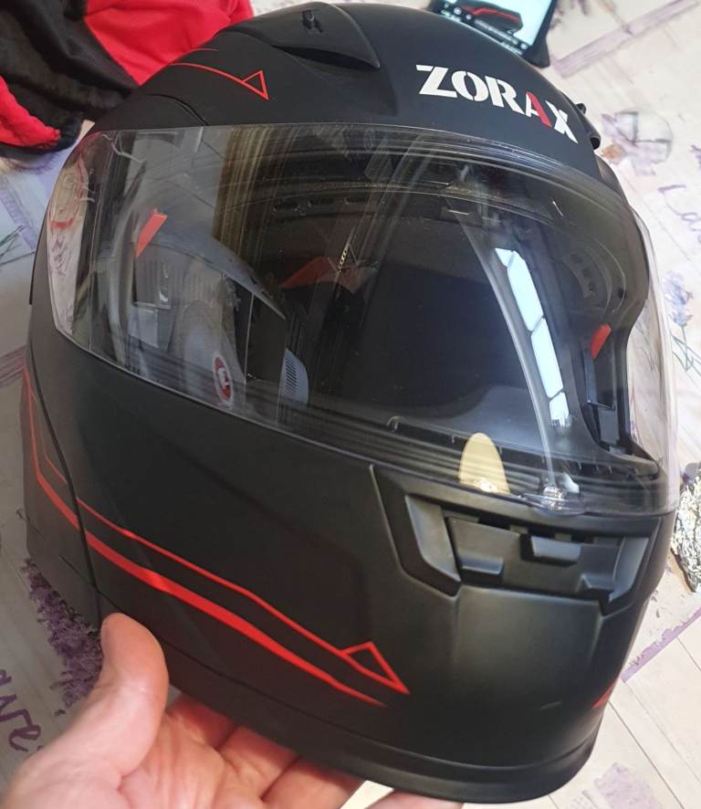 ZORAX Motorcycle Helmet – Black with Red Accents, Good Condition