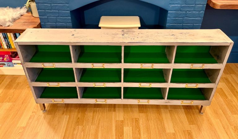 Vintage industrial cabinet or pigeonhole unit  1960s