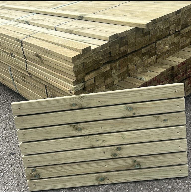 Wood Timber Slatted Fencing 47x22mm Round Egde PAR Treated 4.8m
