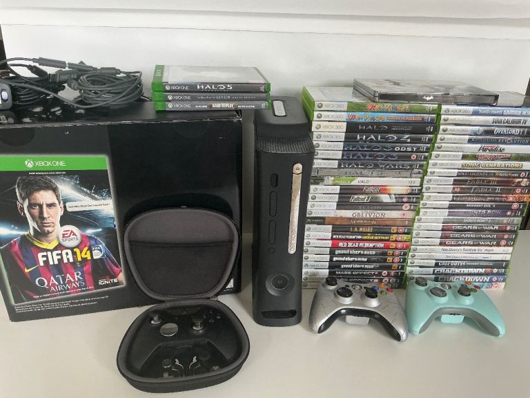 XBOX ONE & 360 Consoles Job Lot - Controllers, 50+ Games & Extras